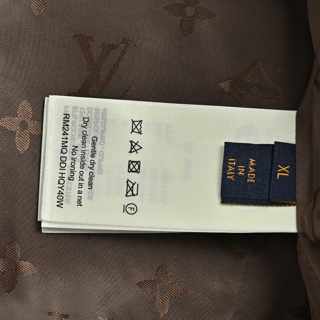 Louis Vuitton LV Monogram Jacquard Fleece Stand Collar Jacket Camel