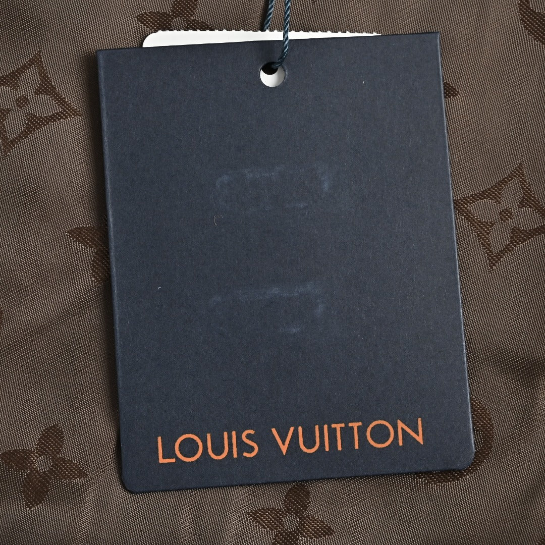 Louis Vuitton LV Monogram Jacquard Fleece Stand Collar Jacket Camel