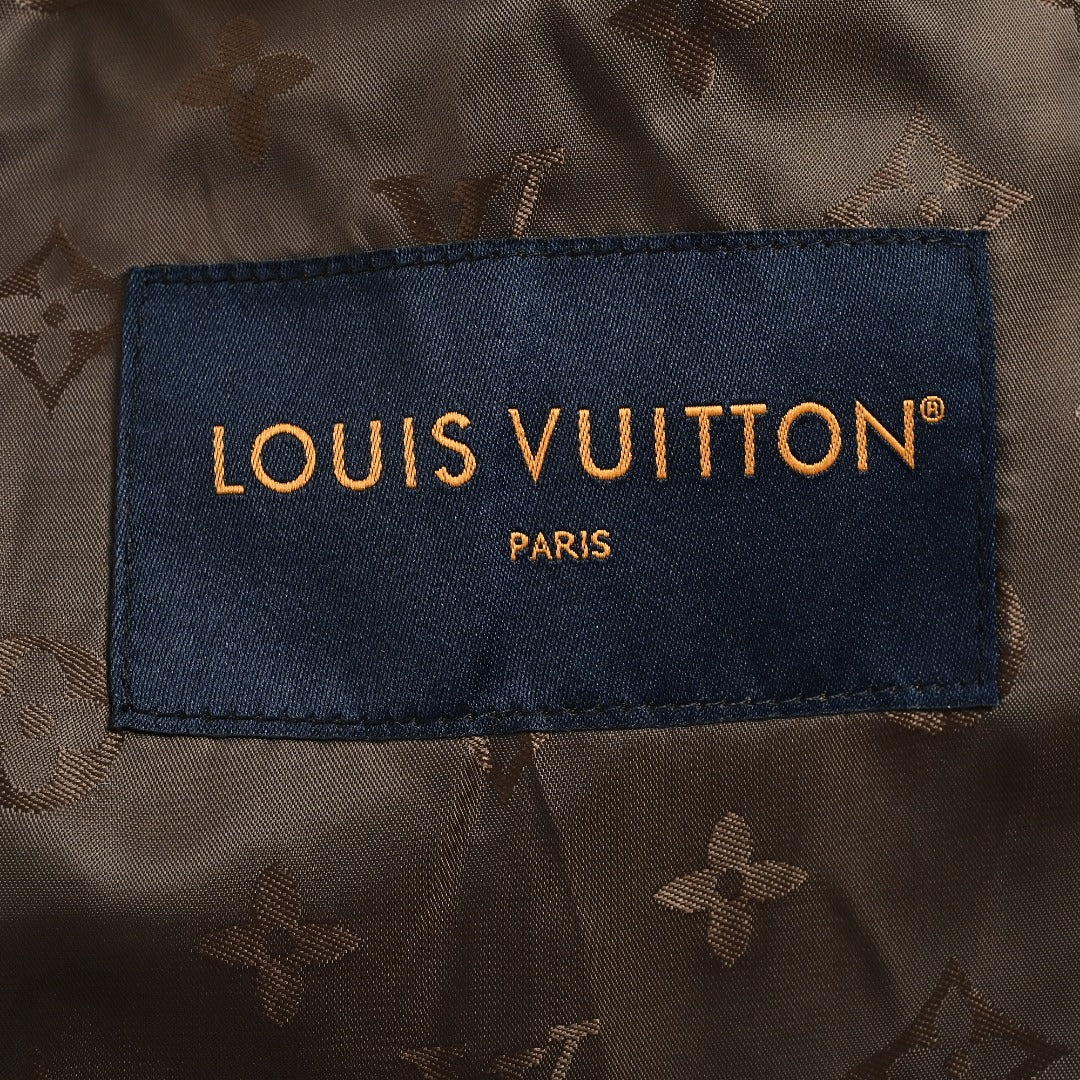 Louis Vuitton LV Monogram Jacquard Fleece Stand Collar Jacket Camel