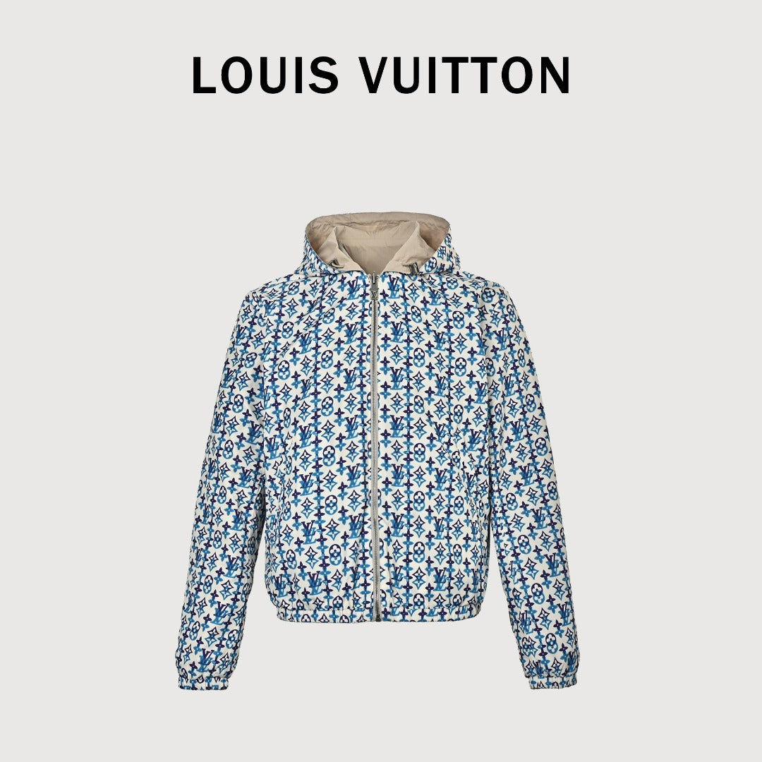 Louis Vuitton LV Monogram Reversible Windbreaker Hooded Jacket