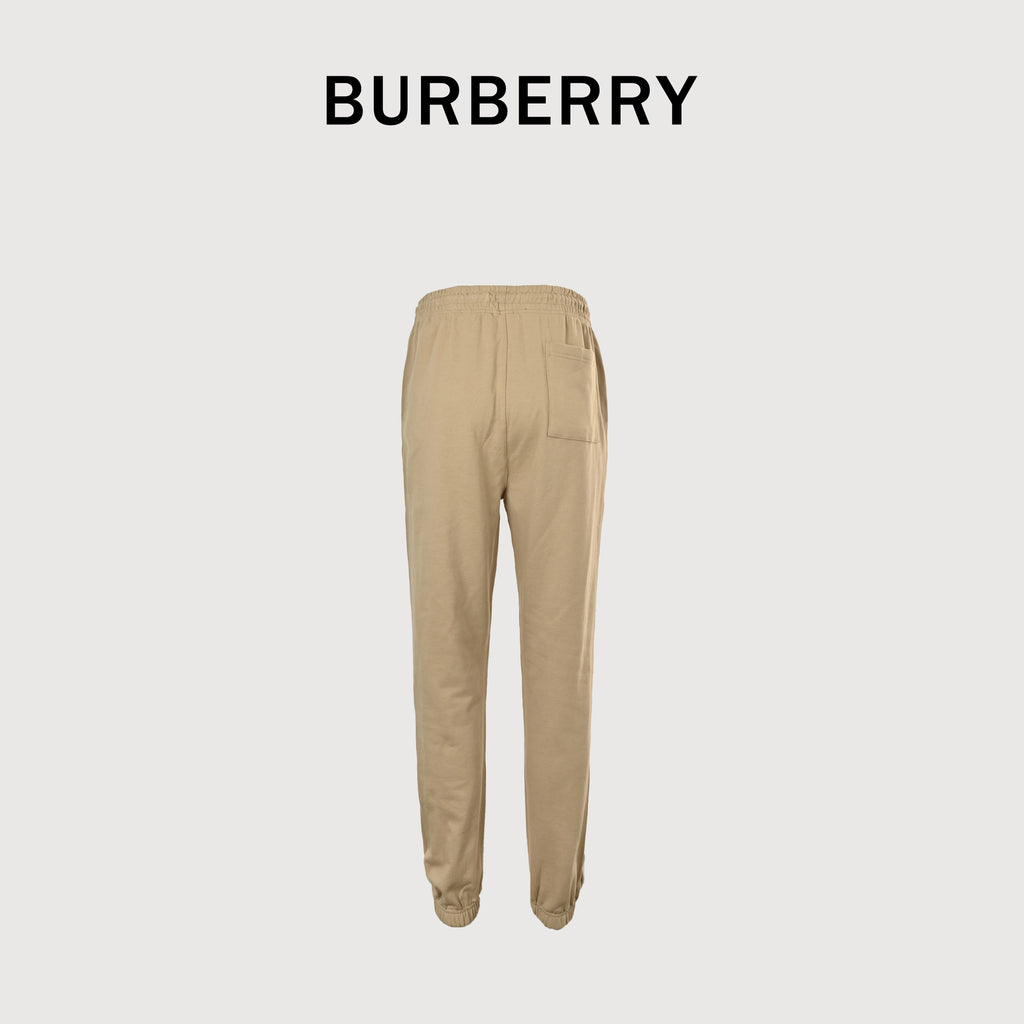 Burberry 25FW Back Pocket Equestrian Knight Cross-Stitch Embroidery Jogger Trousers Khaki