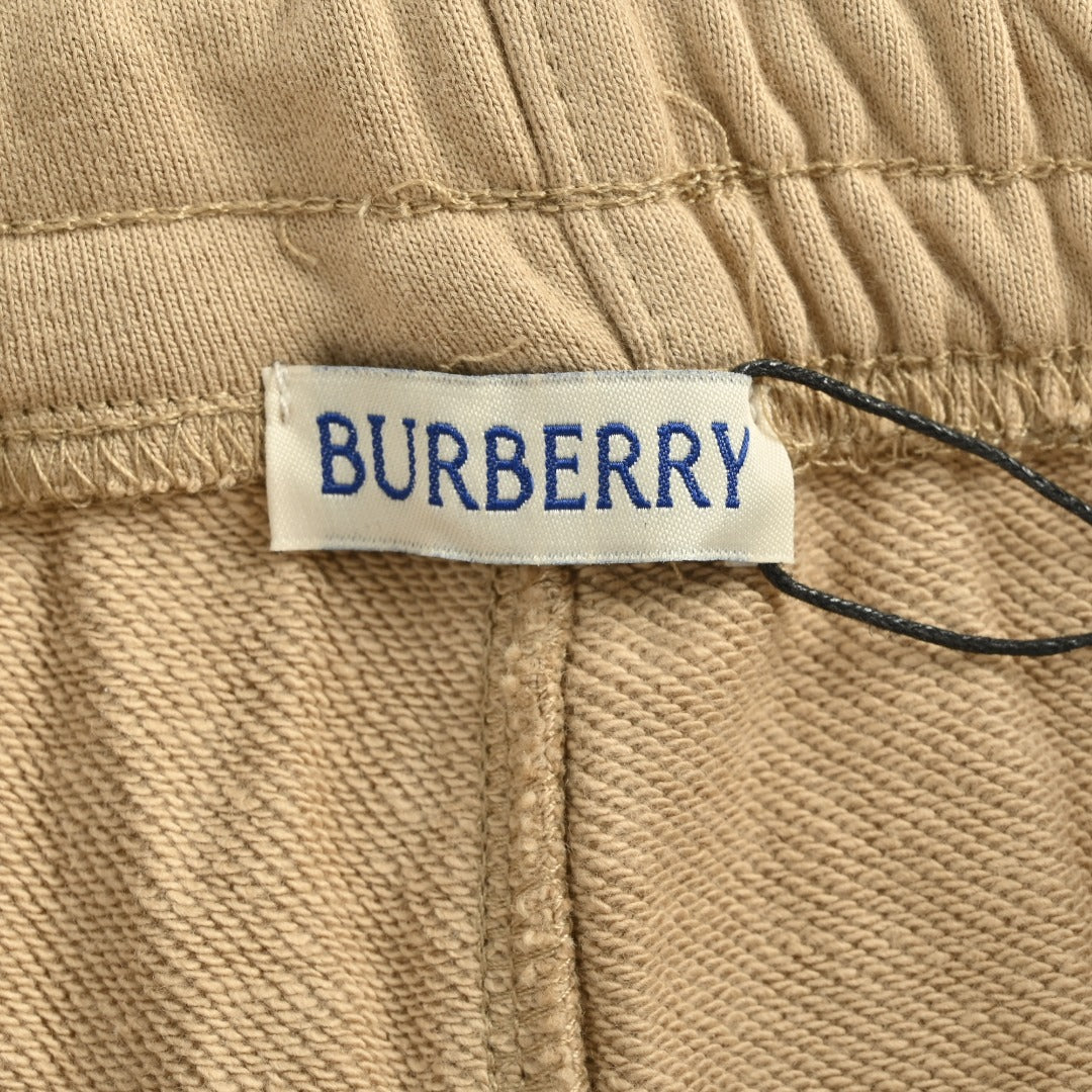 Burberry 25FW Back Pocket Equestrian Knight Cross-Stitch Embroidery Jogger Trousers Khaki