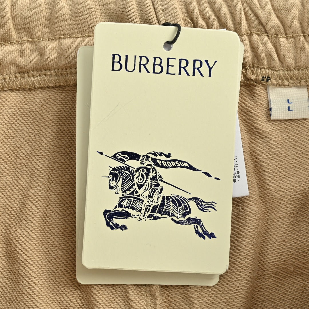 Burberry 25FW Back Pocket Equestrian Knight Cross-Stitch Embroidery Jogger Trousers Khaki