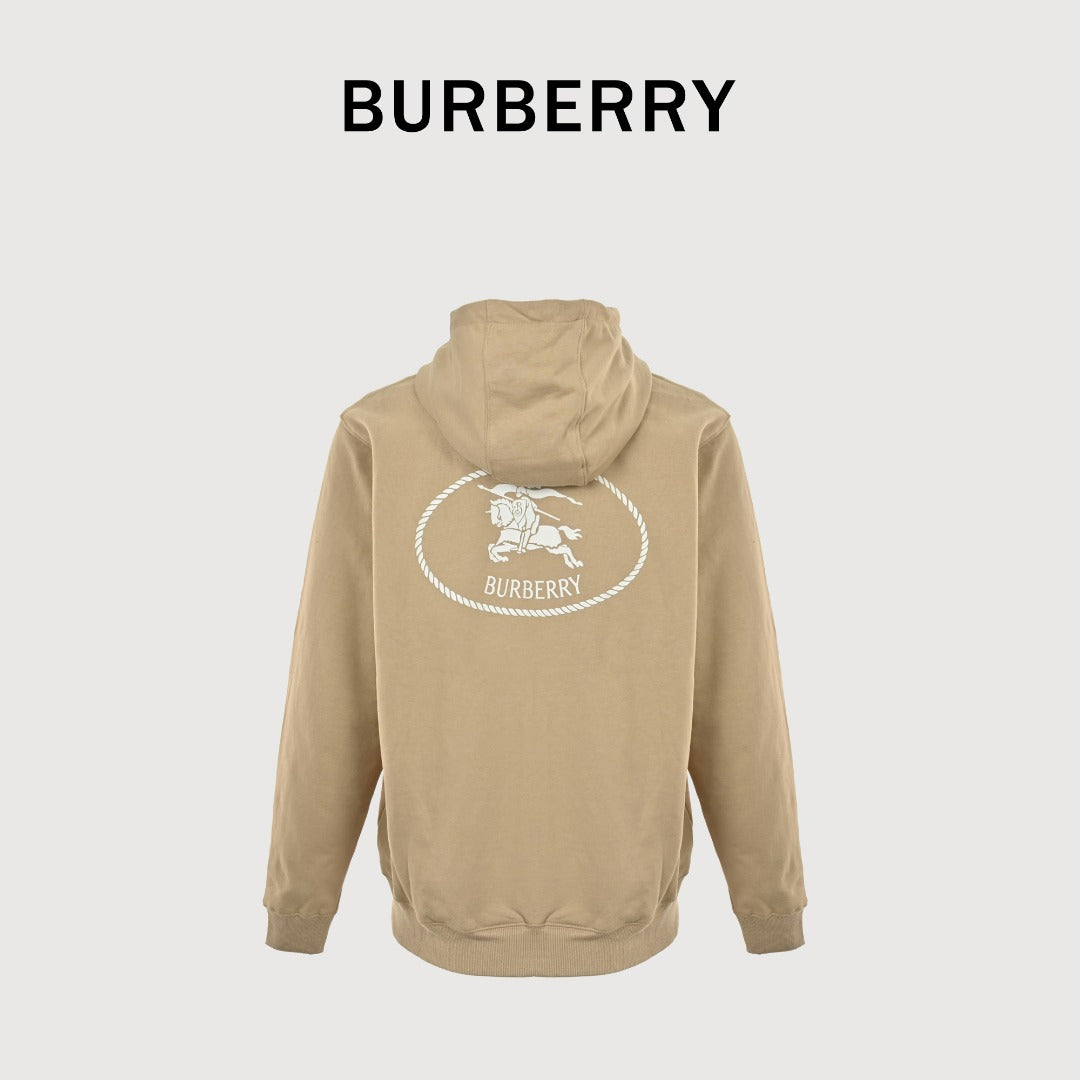 Burberry 25FW Back Crest Equestrian Knight Embroidery Double-Zip Hooded Jacket Khaki
