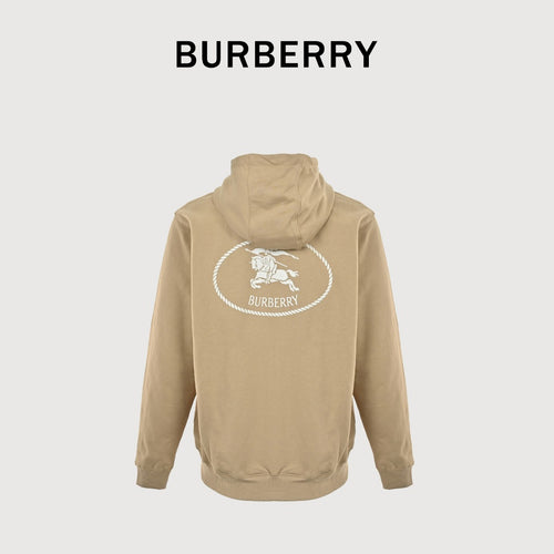 Burberry 25FW Back Crest Equestrian Knight Embroidery Double-Zip Hooded Jacket Khaki