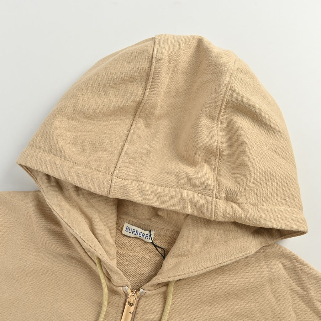 Burberry 25FW Back Crest Equestrian Knight Embroidery Double-Zip Hooded Jacket Khaki