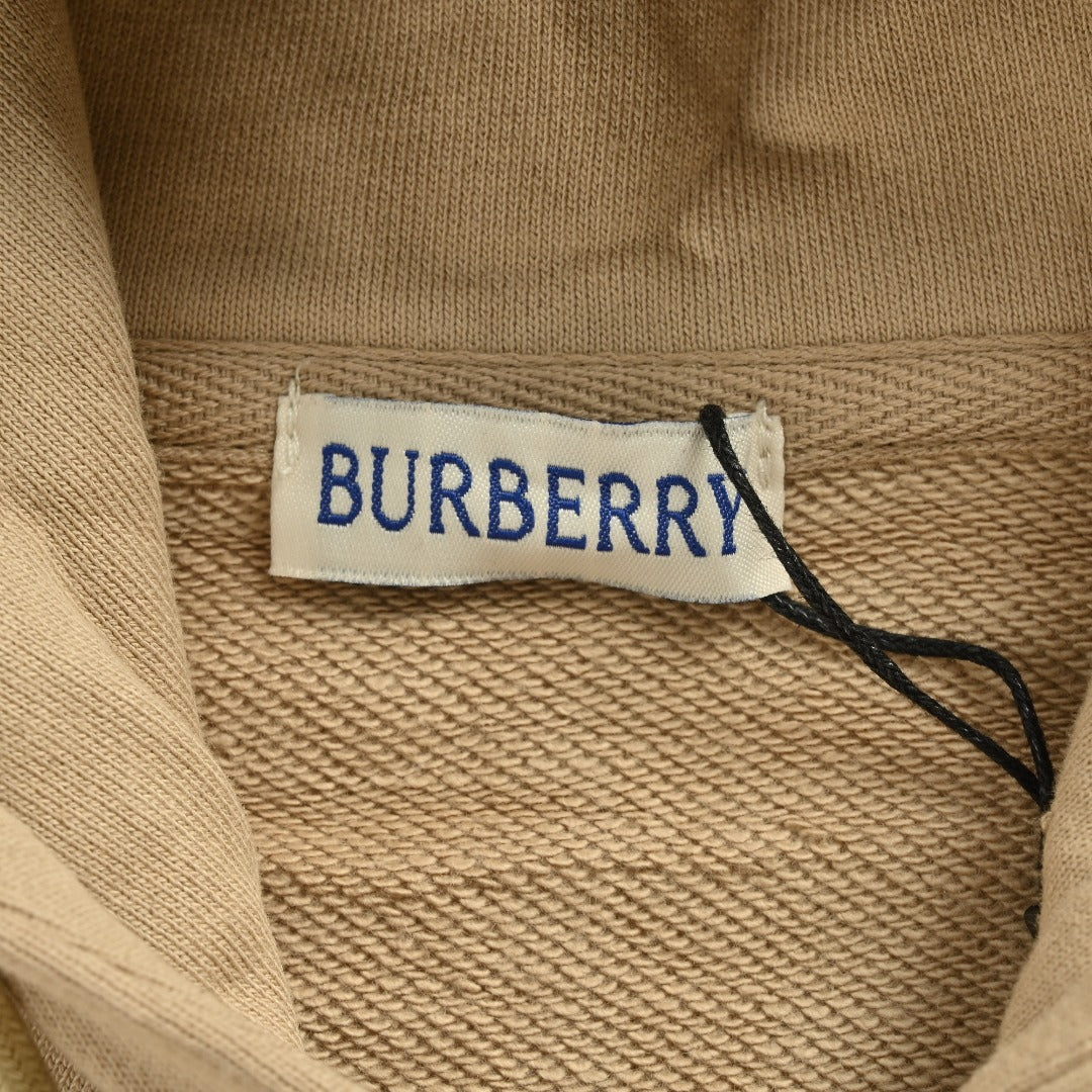 Burberry 25FW Back Crest Equestrian Knight Embroidery Double-Zip Hooded Jacket Khaki