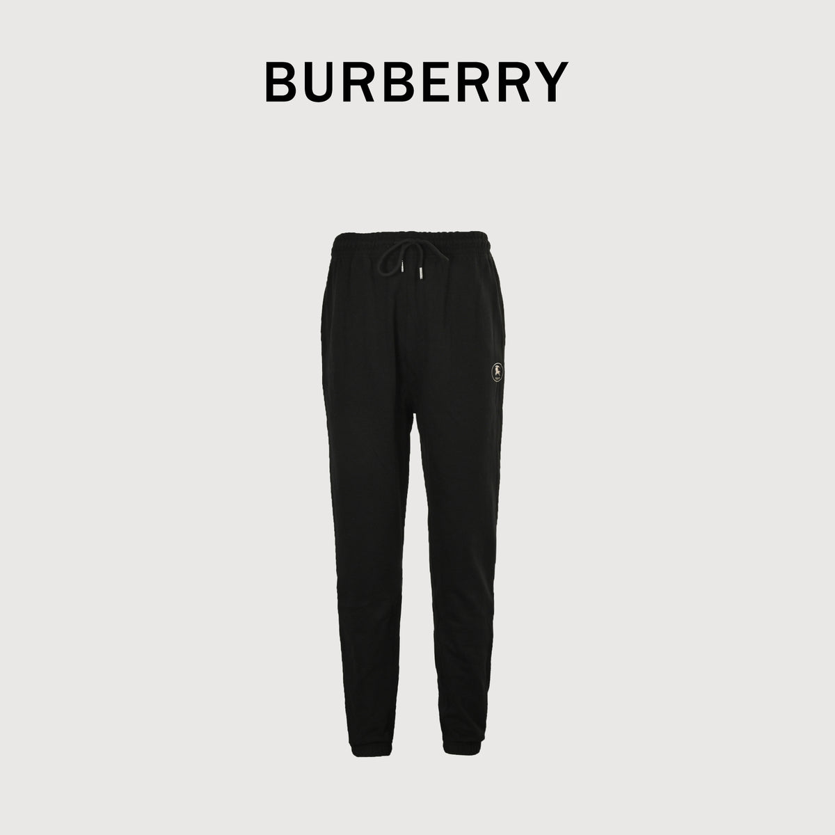 Burberry 25FW Back Pocket Equestrian Knight Cross-Stitch Embroidery Jogger Trousers Black