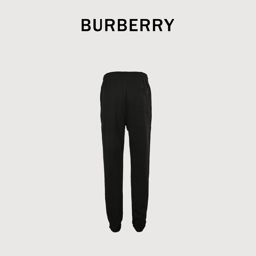 Burberry 25FW Back Pocket Equestrian Knight Cross-Stitch Embroidery Jogger Trousers Black