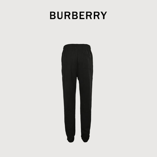 Burberry 25FW Back Pocket Equestrian Knight Cross-Stitch Embroidery Jogger Trousers Black