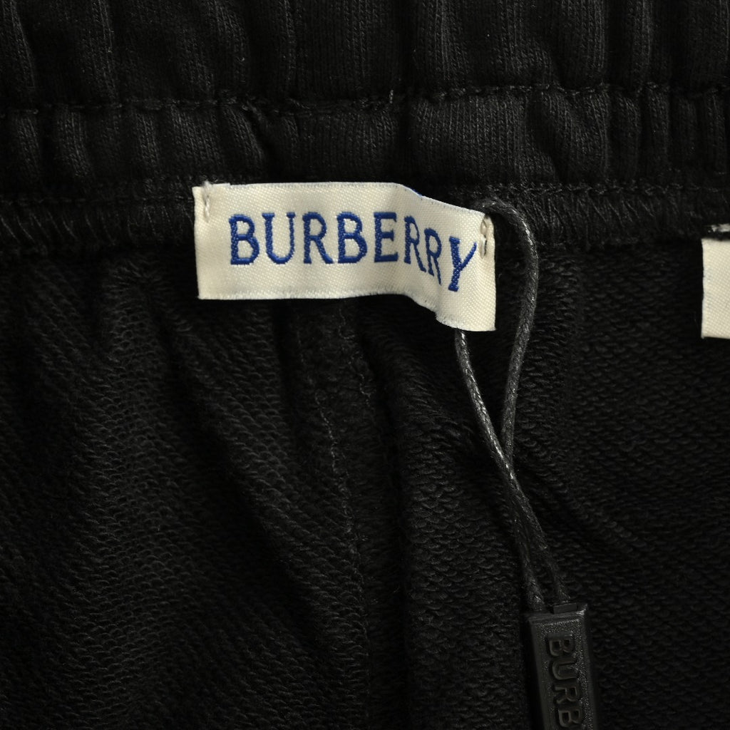 Burberry 25FW Back Pocket Equestrian Knight Cross-Stitch Embroidery Jogger Trousers Black