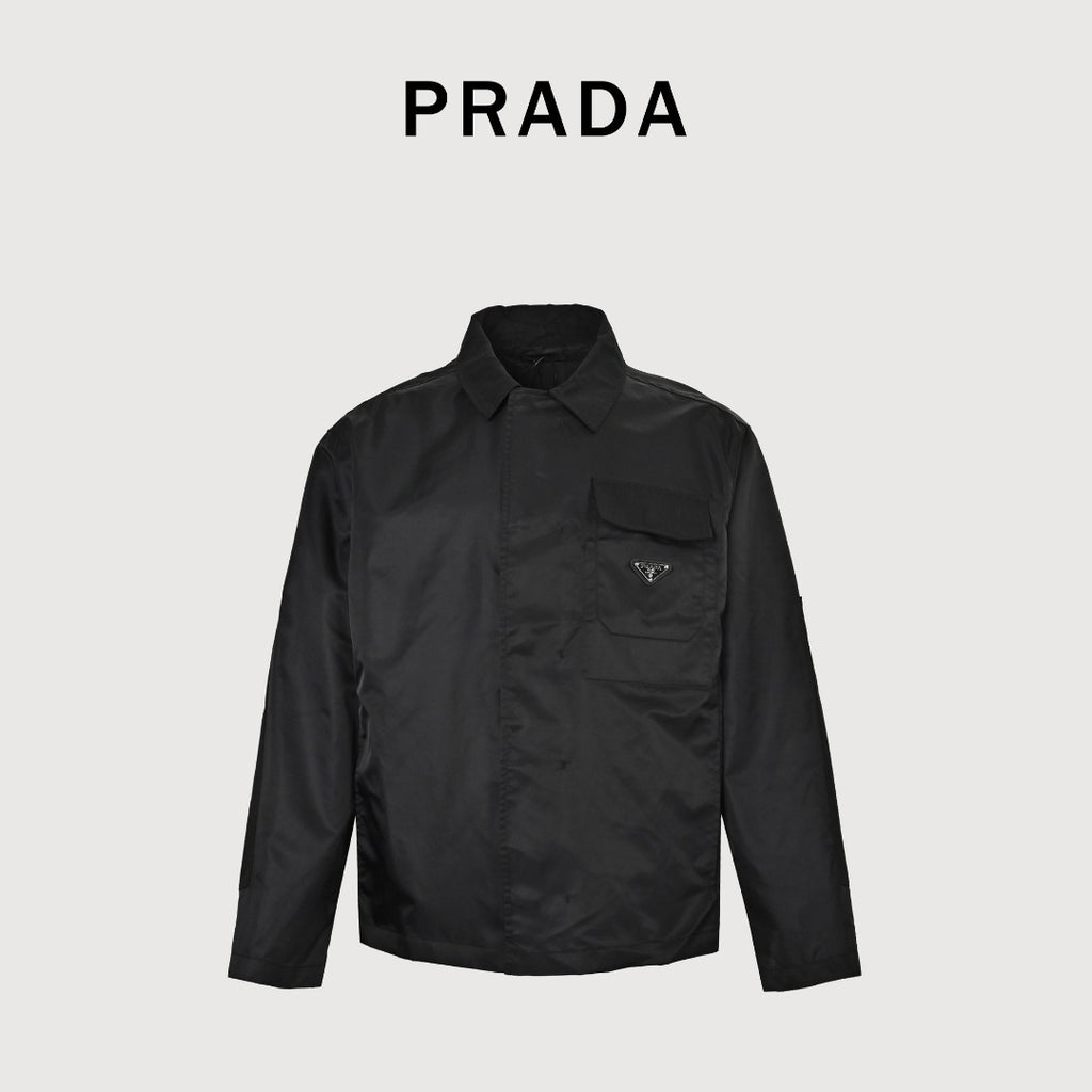 Prada PRD Panelled Flap Pocket Nylon Jacket Black