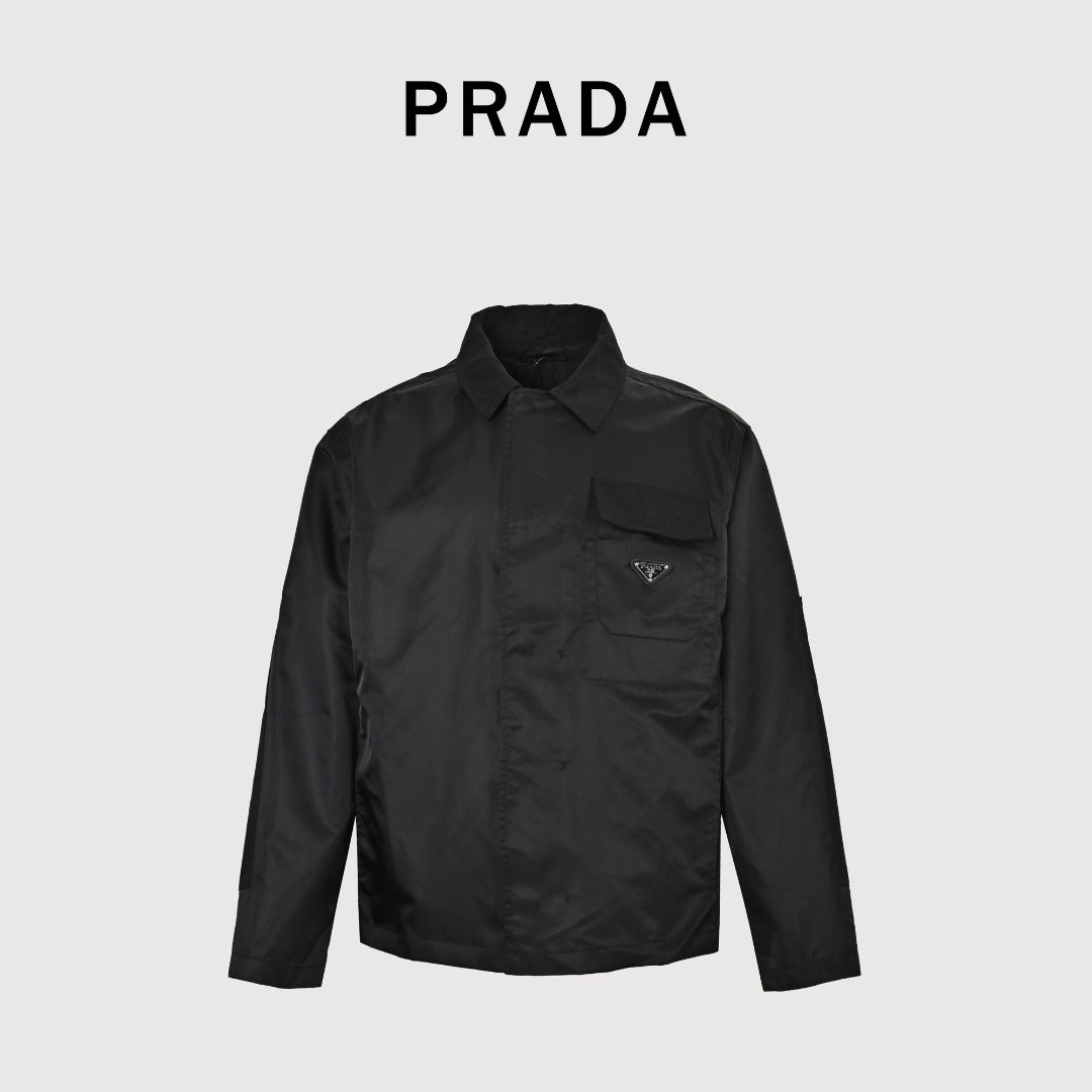 Prada PRD Panelled Flap Pocket Nylon Jacket Black