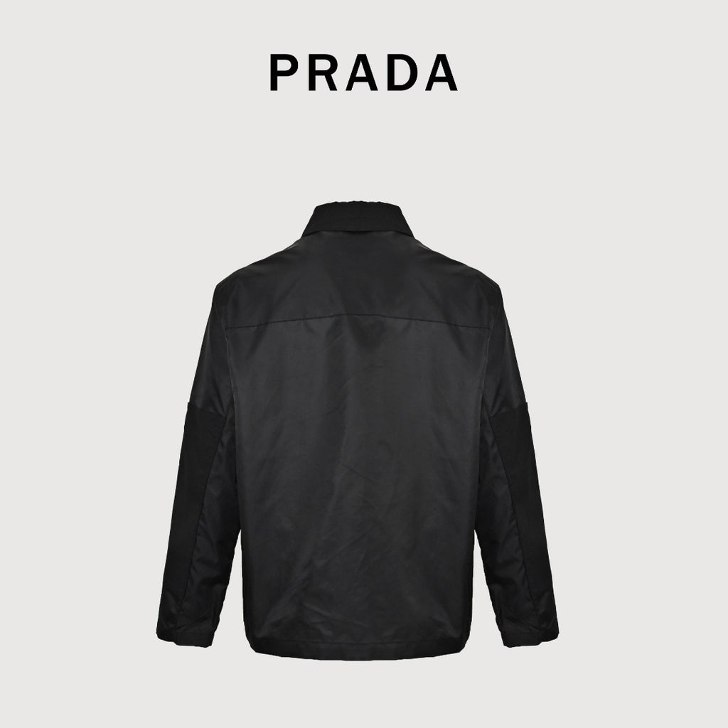 Prada PRD Panelled Flap Pocket Nylon Jacket Black