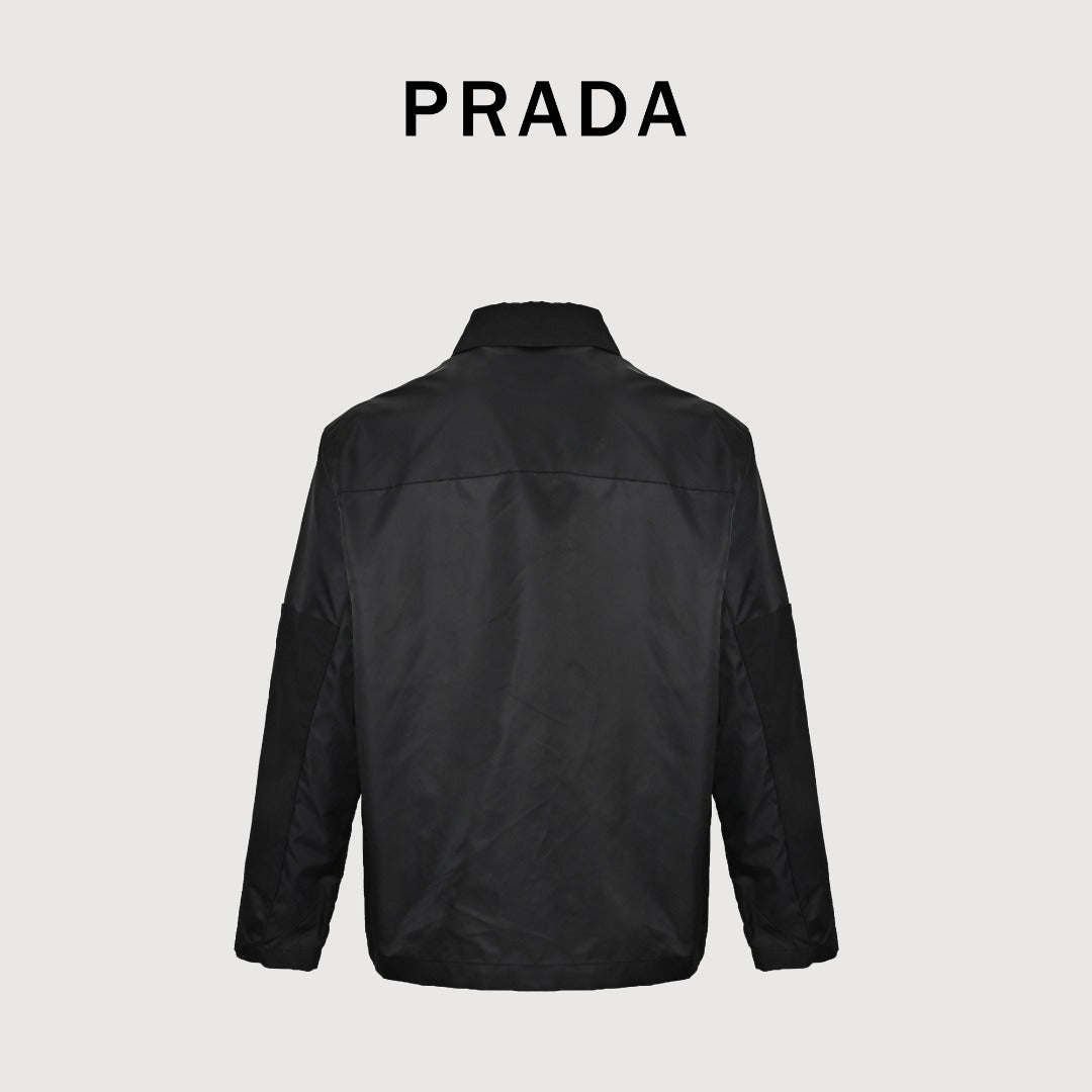 Prada PRD Panelled Flap Pocket Nylon Jacket Black