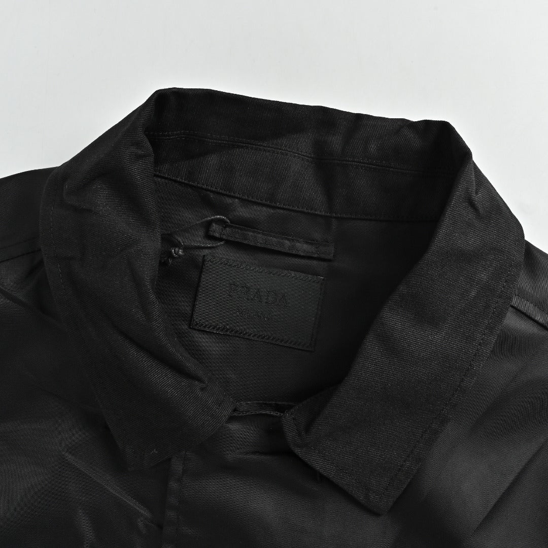 Prada PRD Panelled Flap Pocket Nylon Jacket Black
