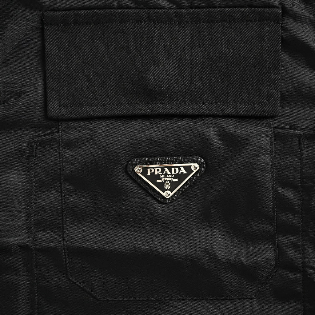 Prada PRD Panelled Flap Pocket Nylon Jacket Black