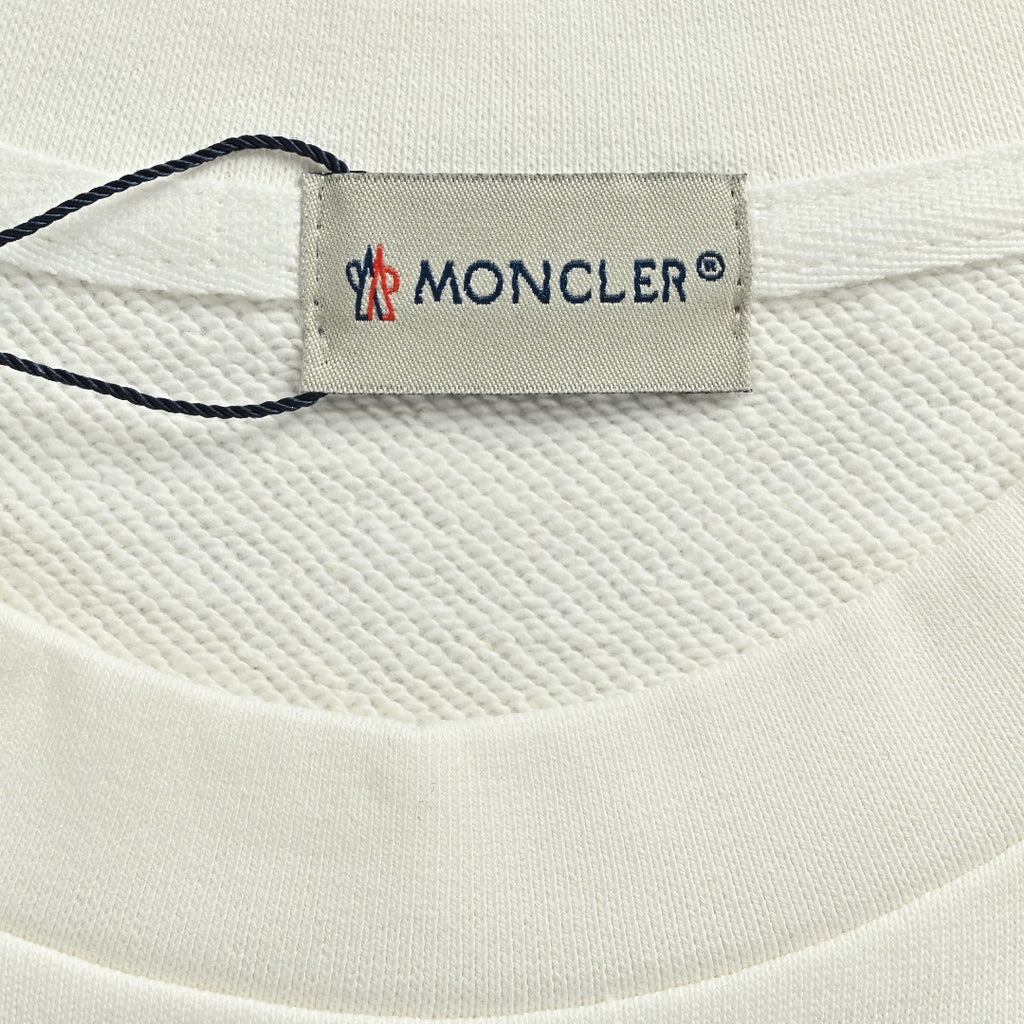 Moncler 26SS Contrast Color Large Logo Crew Neck Sweatshirt White