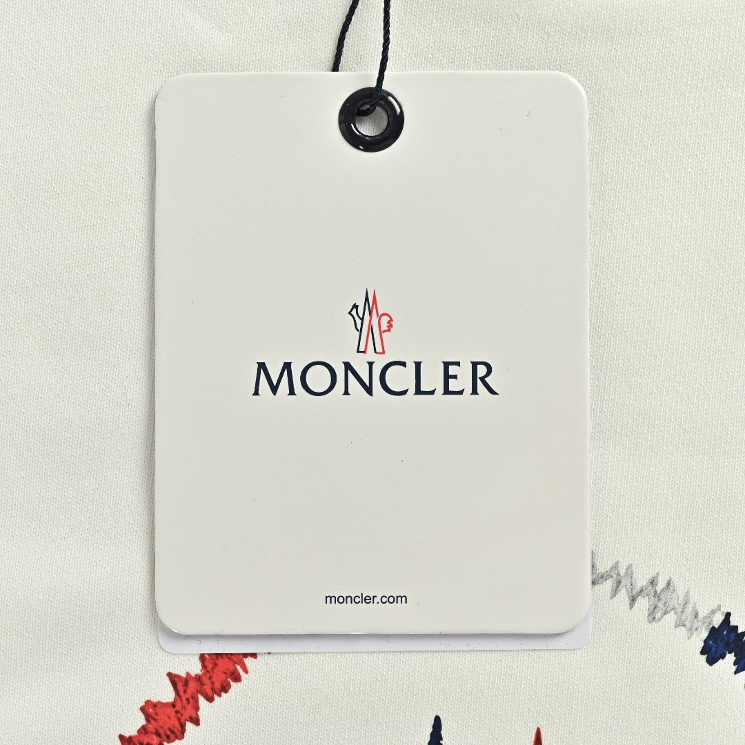 Moncler 26SS Contrast Color Large Logo Crew Neck Sweatshirt White