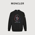 Moncler 26SS Contrast Color Large Logo Crew Neck Sweatshirt Black