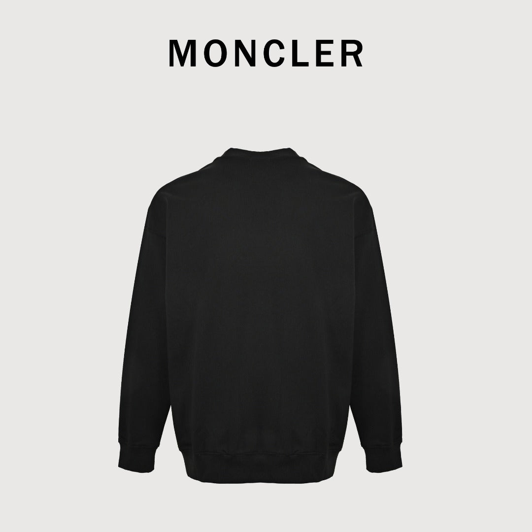 Moncler 26SS Contrast Color Large Logo Crew Neck Sweatshirt Black