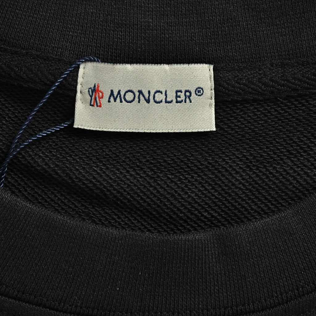 Moncler 26SS Contrast Color Large Logo Crew Neck Sweatshirt Black