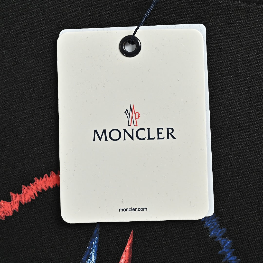 Moncler 26SS Contrast Color Large Logo Crew Neck Sweatshirt Black