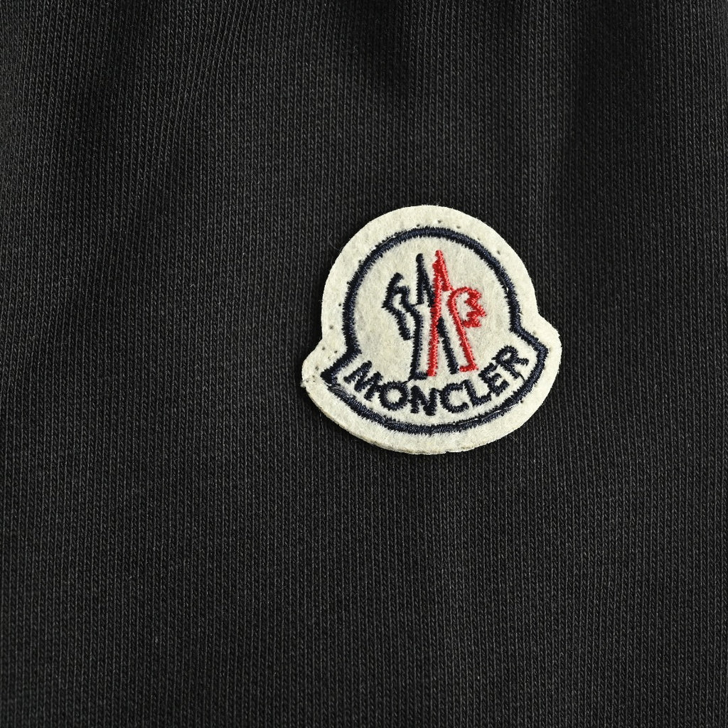 Moncler 26SS Contrast Color Large Logo Crew Neck Sweatshirt Black