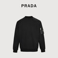 Prada Sleeve Zip Pocket Triangle Logo Crew Neck Sweatshirt Black