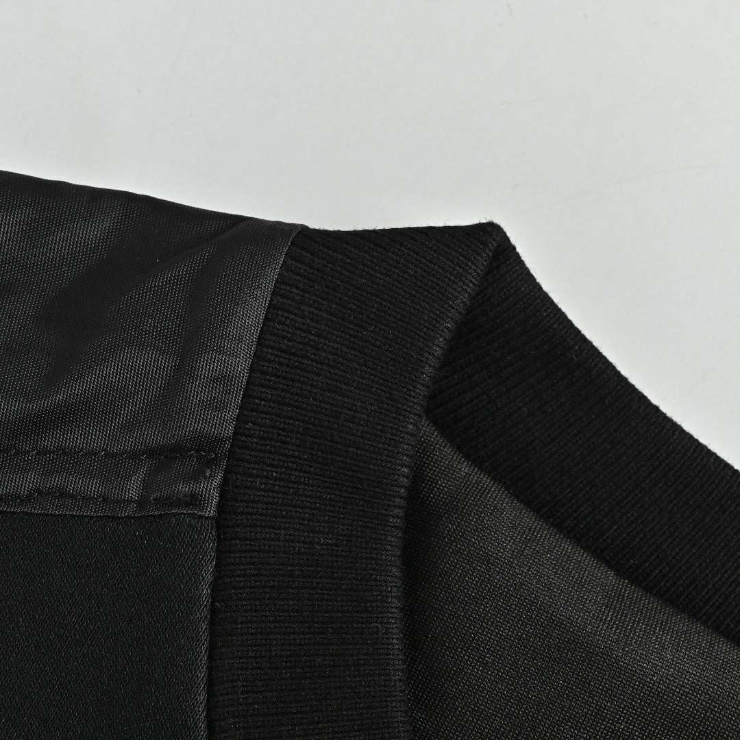 Prada Sleeve Zip Pocket Triangle Logo Crew Neck Sweatshirt Black
