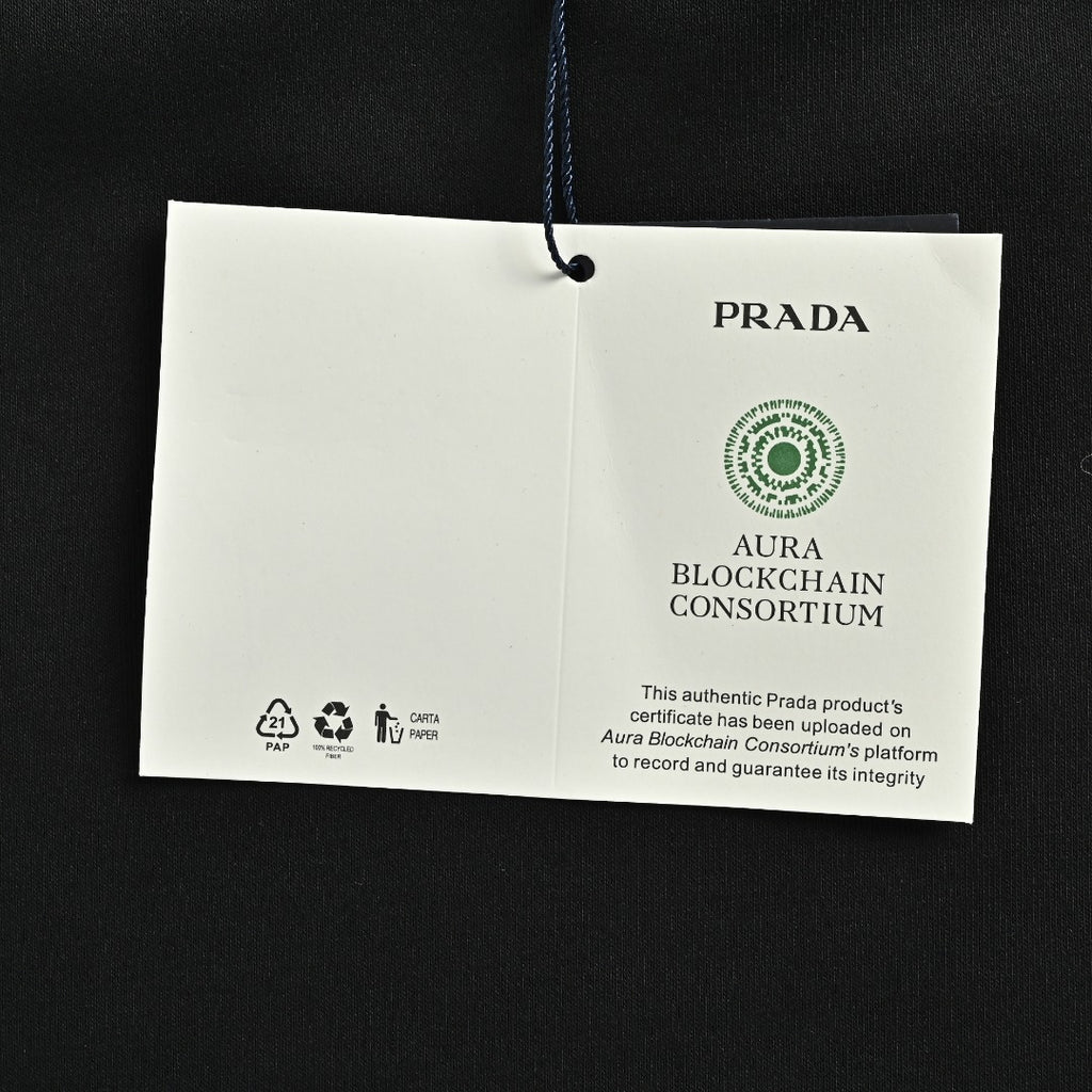 Prada Sleeve Zip Pocket Triangle Logo Crew Neck Sweatshirt Black