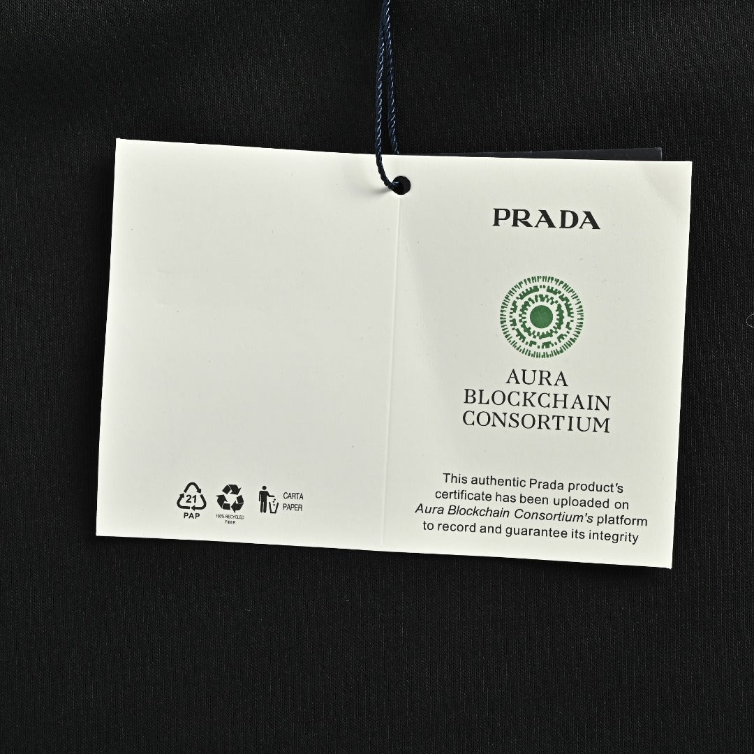 Prada Sleeve Zip Pocket Triangle Logo Crew Neck Sweatshirt Black