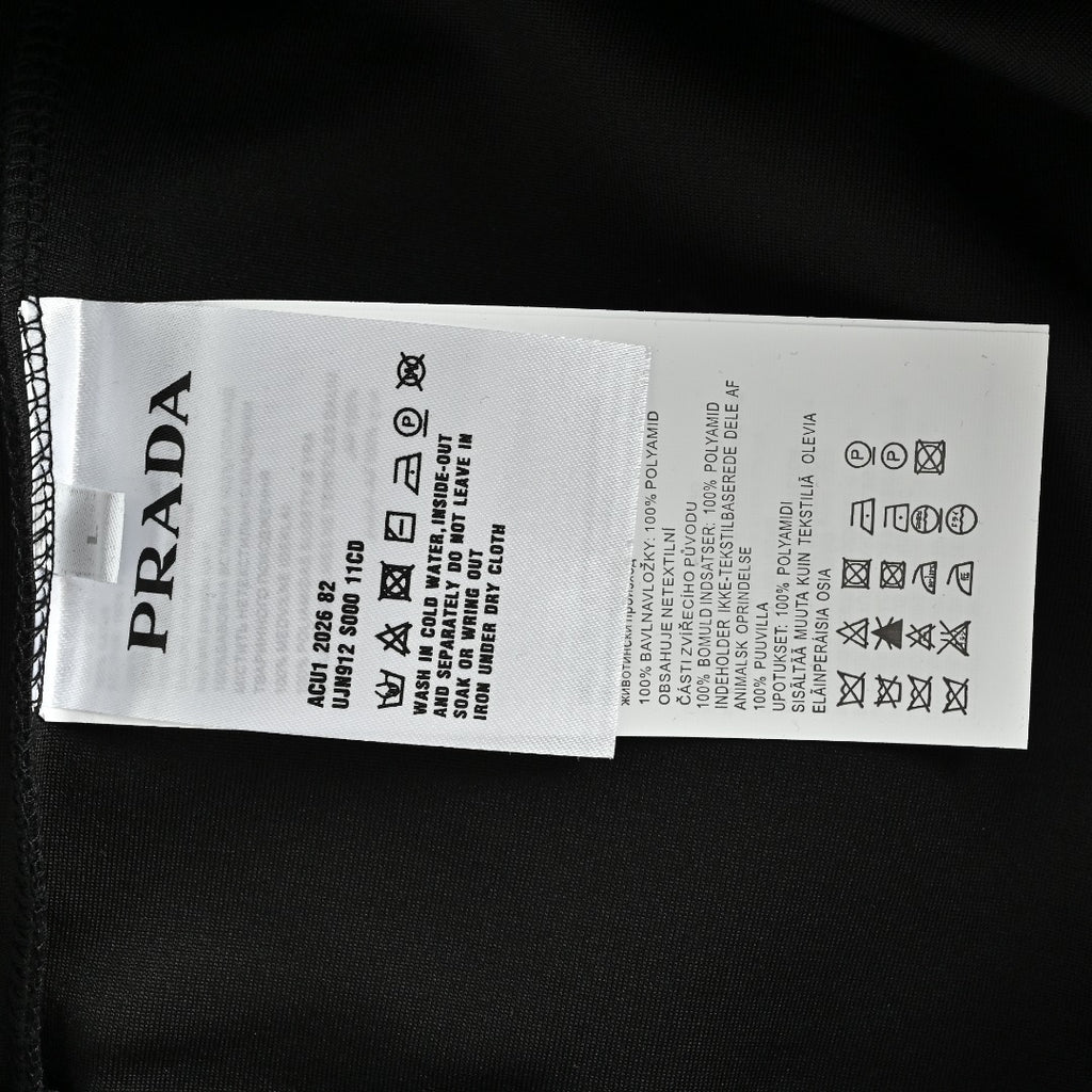 Prada Sleeve Zip Pocket Triangle Logo Crew Neck Sweatshirt Black