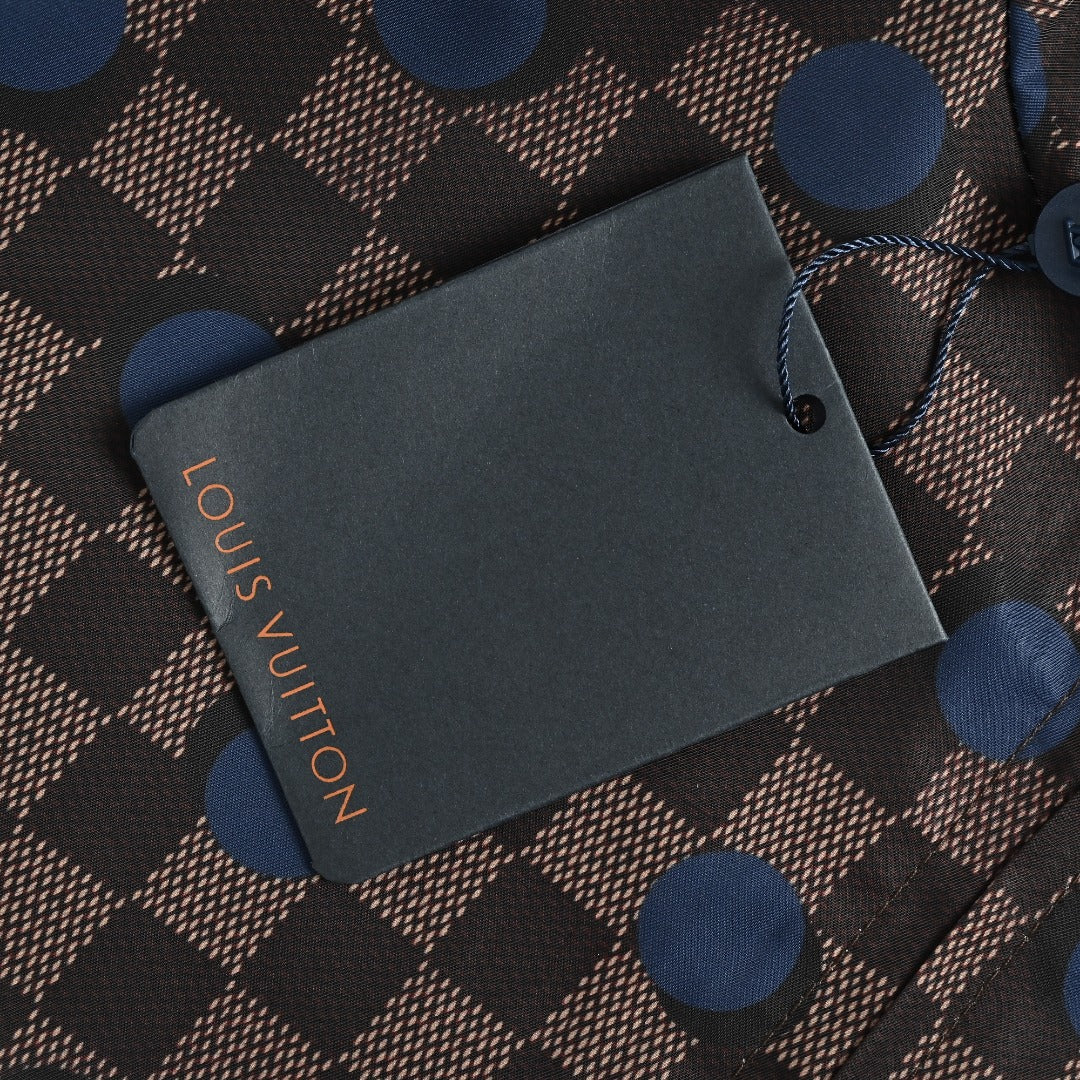Louis Vuitton LV 26FW Damier Checkerboard Polka Dot Hooded Windbreaker Jacket Dark Brown