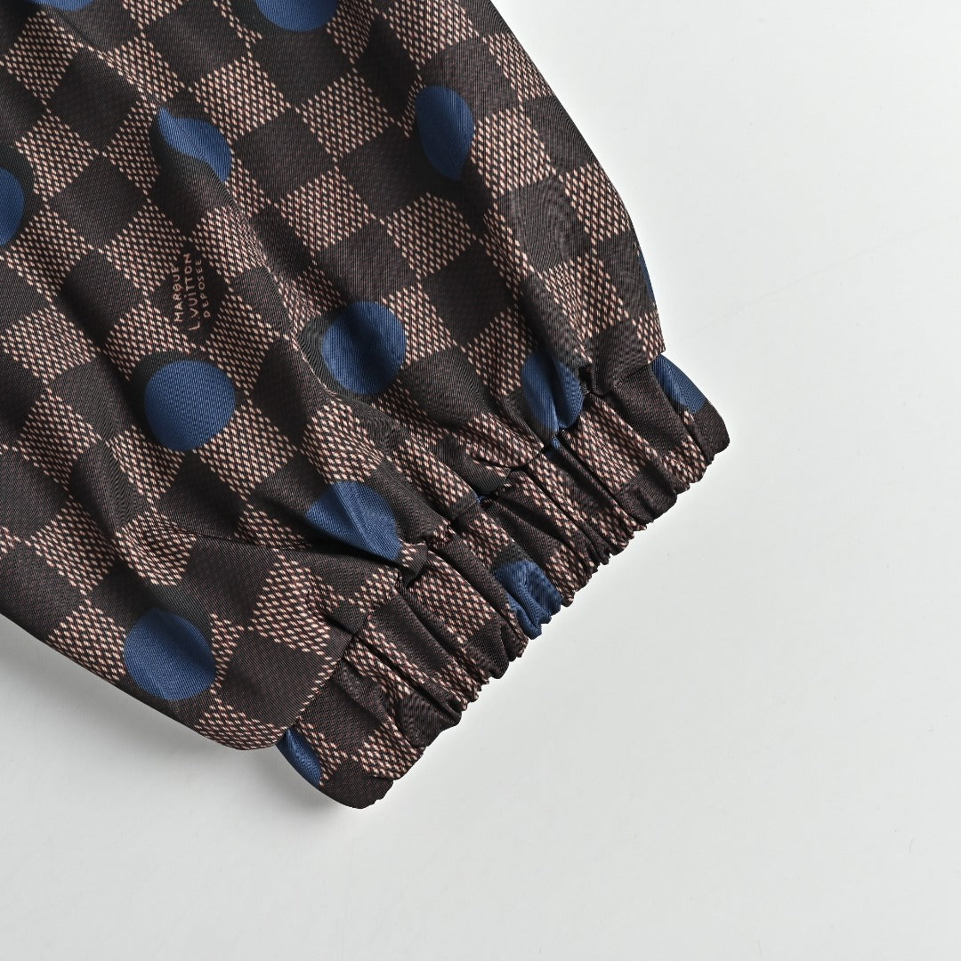 Louis Vuitton LV 26FW Damier Checkerboard Polka Dot Hooded Windbreaker Jacket Dark Brown