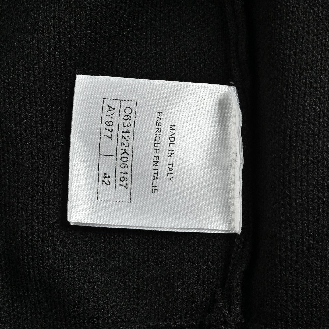 Chanel Double CC Logo Stand Collar Half-Zip Pullover Knit Sweater Black