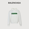 Balenciaga BLCG Layered Tape Graphic Hooded Sweatshirt White