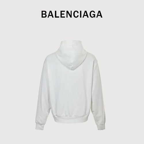 Balenciaga BLCG Layered Tape Graphic Hooded Sweatshirt White
