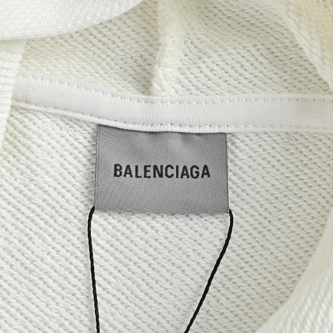 Balenciaga BLCG Layered Tape Graphic Hooded Sweatshirt White