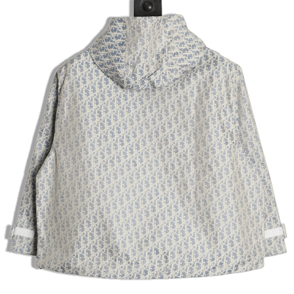 Dior Bee Oblique Logo Hooded Zip Jacket - Grey