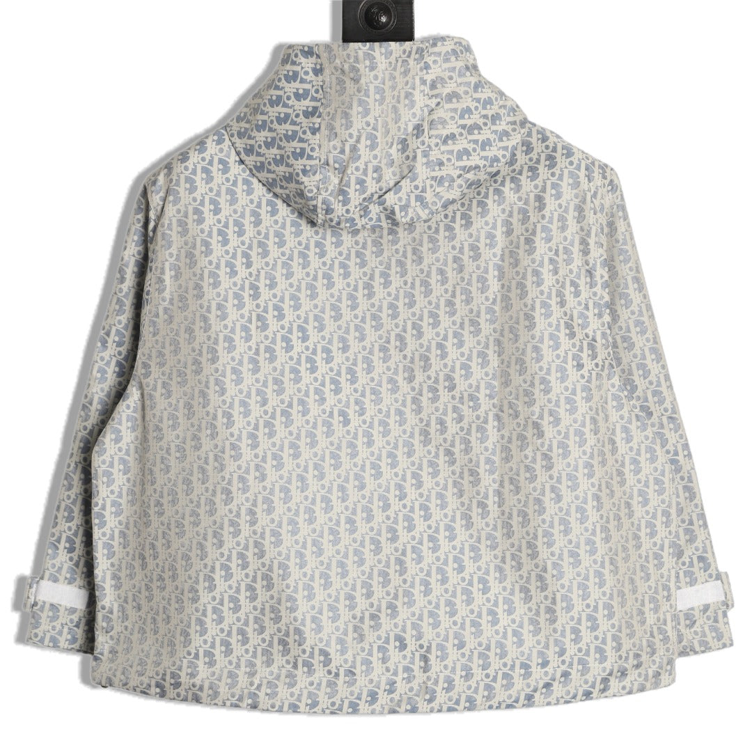 Dior Bee Oblique Logo Hooded Zip Jacket - Grey