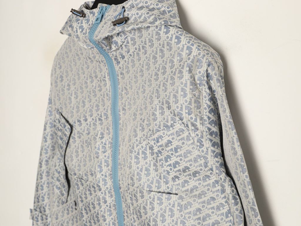 Dior Bee Oblique Logo Hooded Zip Jacket - Grey