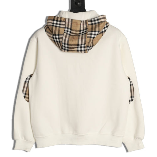 Burberry Equestrian Knight Check-Trim Hooded Zip Jacket - Ivory