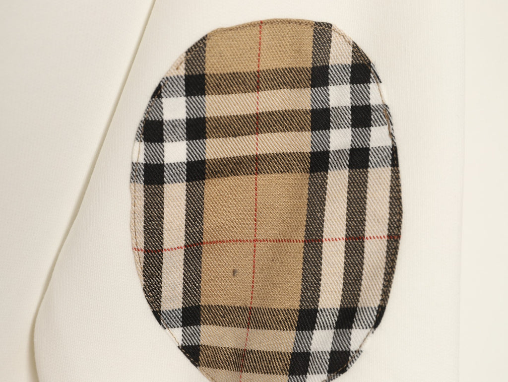 Burberry Equestrian Knight Check-Trim Hooded Zip Jacket - Ivory