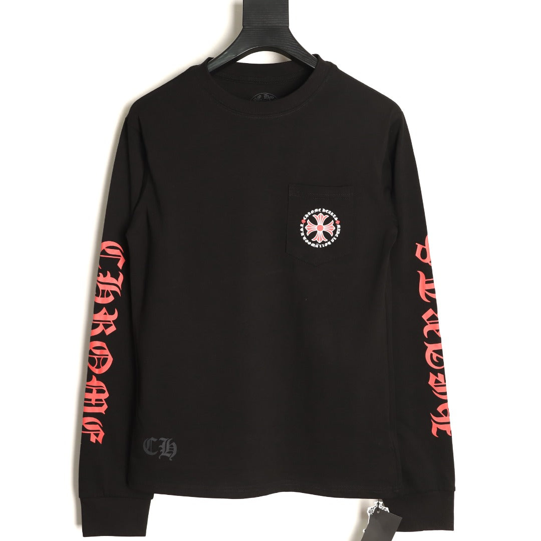 Chrome Hearts Floral Cross Gothic Print Long-Sleeve T-Shirt - Black