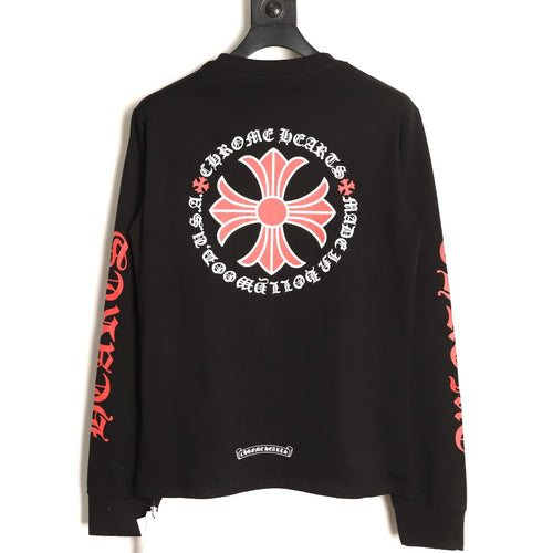 Chrome Hearts Floral Cross Gothic Print Long-Sleeve T-Shirt - Black