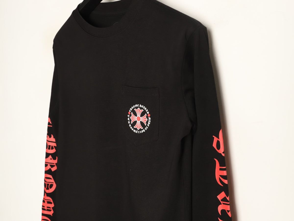 Chrome Hearts Floral Cross Gothic Print Long-Sleeve T-Shirt - Black