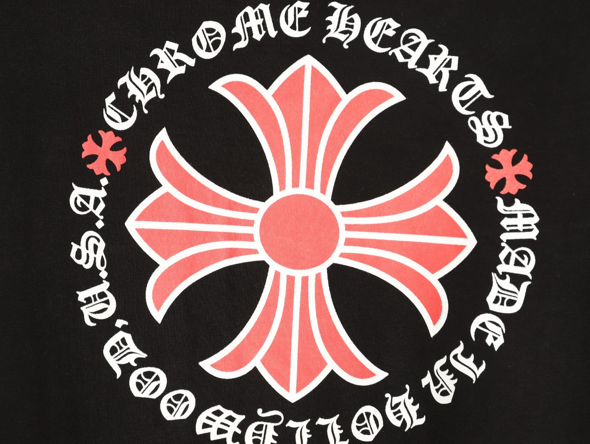 Chrome Hearts Floral Cross Gothic Print Long-Sleeve T-Shirt - Black