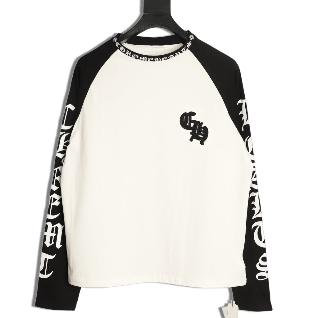 Chrome Hearts Horseshoe Hardware Gothic Raglan Long-Sleeve T-Shirt - Black/White
