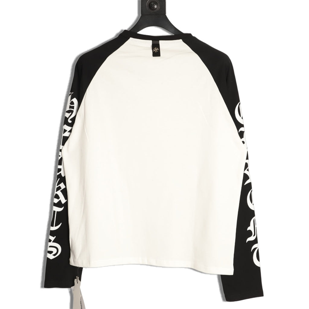 Chrome Hearts Horseshoe Hardware Gothic Raglan Long-Sleeve T-Shirt - Black/White